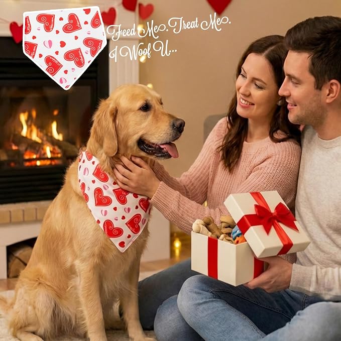 Valentine’s Day Dog Bandanas, Medium, Small