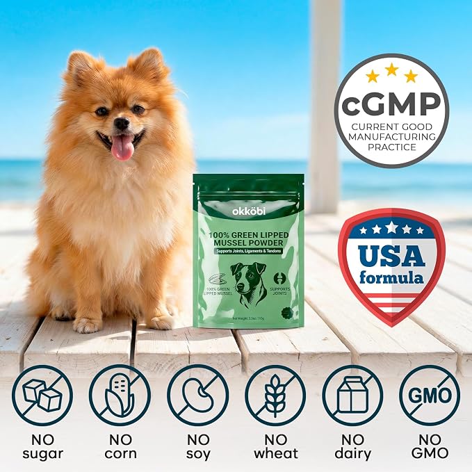 Green Lipped Mussel Powder for Dogs & Cats - 100% New Zealand - 100g - Natural Hip & Joint Support Supplement - Rich in Omega-3, Glucosamine & Chondroitin - Single Ingredient Food Topper