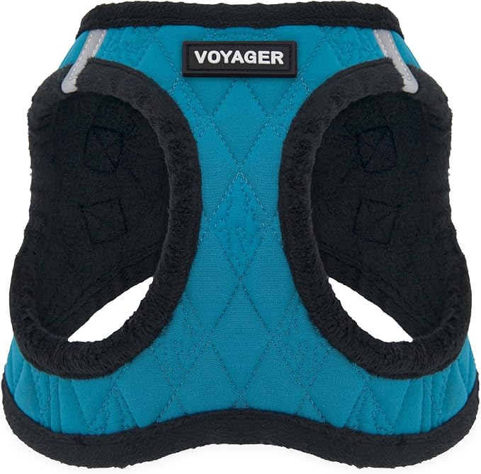 Voyager Step-in Plush Dog Vest Harness -Turquoise Plush, X-Large | 20.5 - 23" in Chest, Soft Plush, Reflective Bands, Cold-Weather Harness, Cats Compatible. Step-In Style,