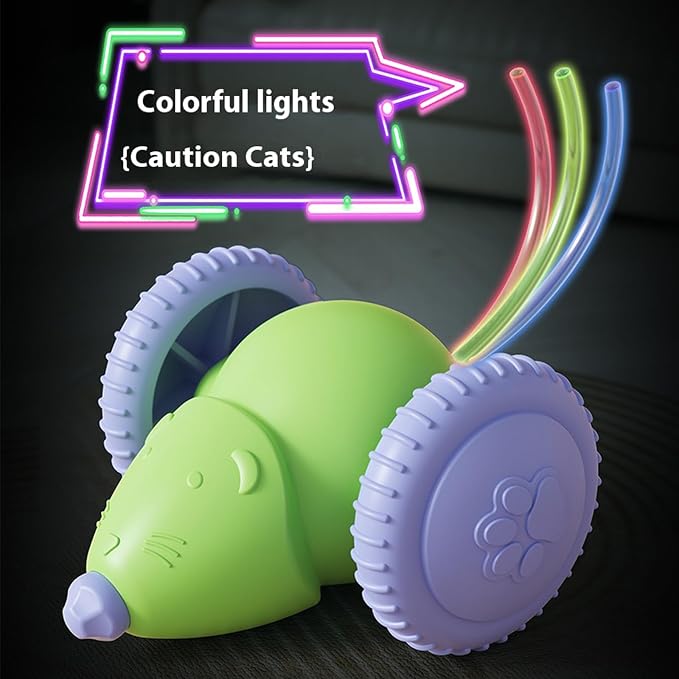 Interactive Cat Toys for Indoor Cats,Automatic Moving Kitten Toys,Cat Balls | Cat Mouse Toy with Tail Lights,Cat Toys for Bored Indoor Adult Cats,Cat Enrichment,Smart Electric Tails for Chasing Pet Toys