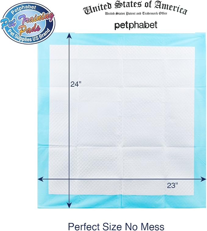 Petphabet Dog Pads - 100 Count, 23" x 24" Puppy Training Pads