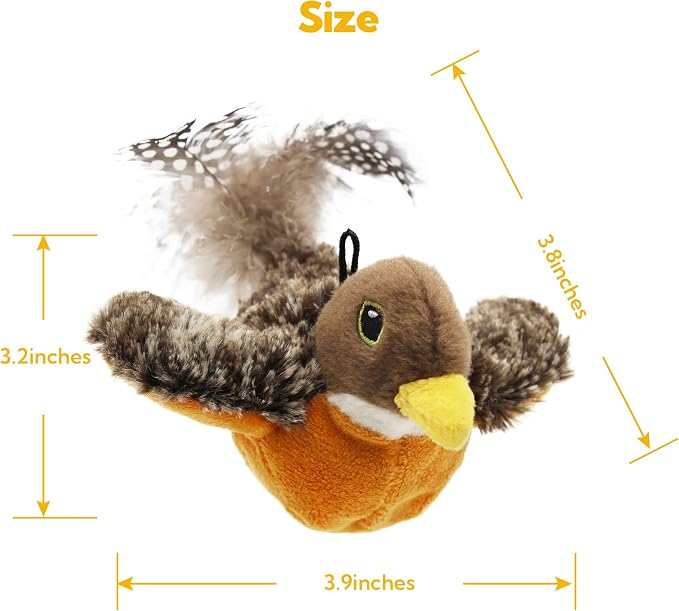 Flapping Bird Cat Toy, Motion Activated with Catnip, 3 Modes & USB Rechargeable, Machine Washable Interactive Toy for Indoor Cats