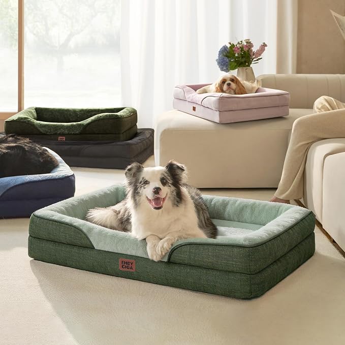 EHEYCIGA Orthopedic Memory Foam Dog Bed - Medium 35x22in, Green