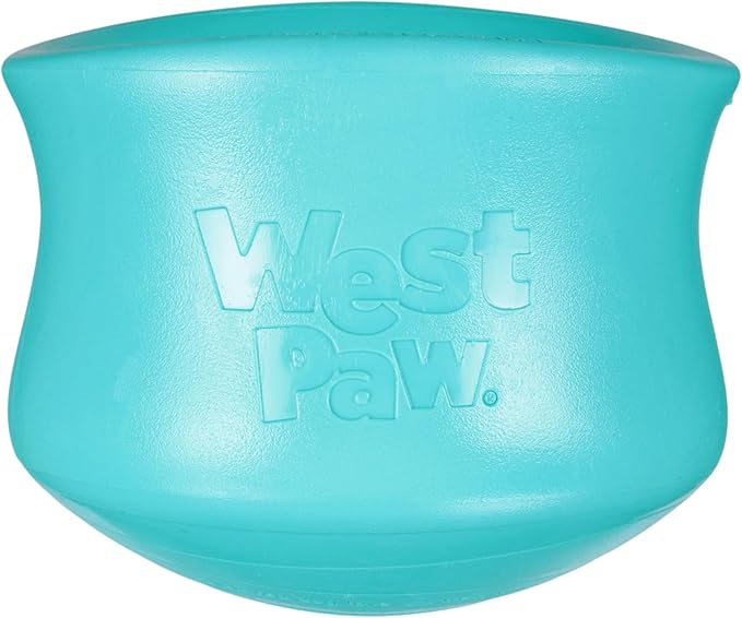 WEST PAW Zogoflex Toppl Interactive Treat Dispensing Puzzle Dog Toy for Mental Stimulation & Enrichment-Holds Kibble & Treats-Lickable, Freezable & Dishwasher Safe-Made in USA-XL-Teal
