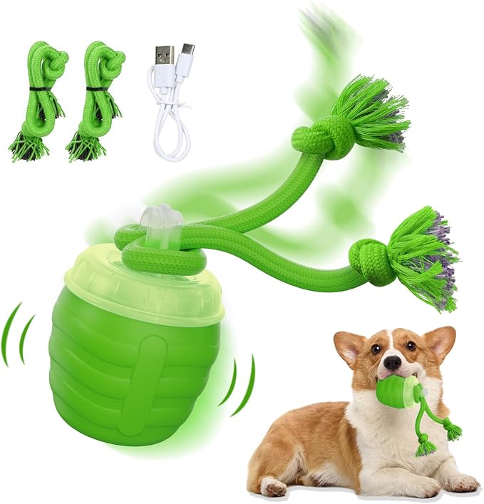 Interactive Dog Toy, [Newly Upgraded] Motion Activated Rolling Ball for Small Dogs, Automatic Moving Dogs Ball for Boredom, USB Rechargeable(Green)
