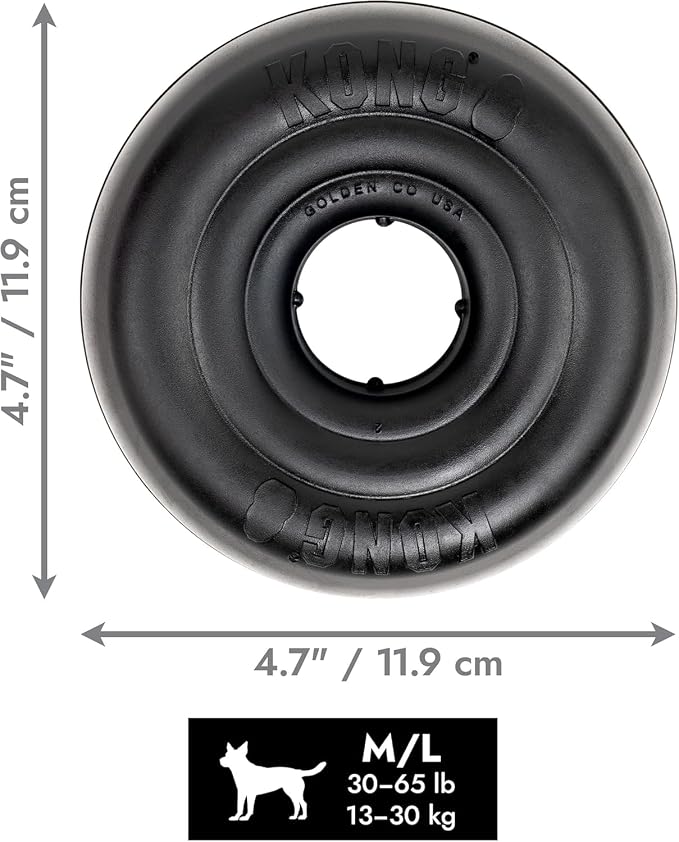 KONG Extreme Donut, Durable Natural Rubber Chew Toy, for Medium/Large Dogs | Made from KONG's Toughest Natural Rubber for Power Chewers, Safe on Teeth & Gums with a Fun Bounce & Roll