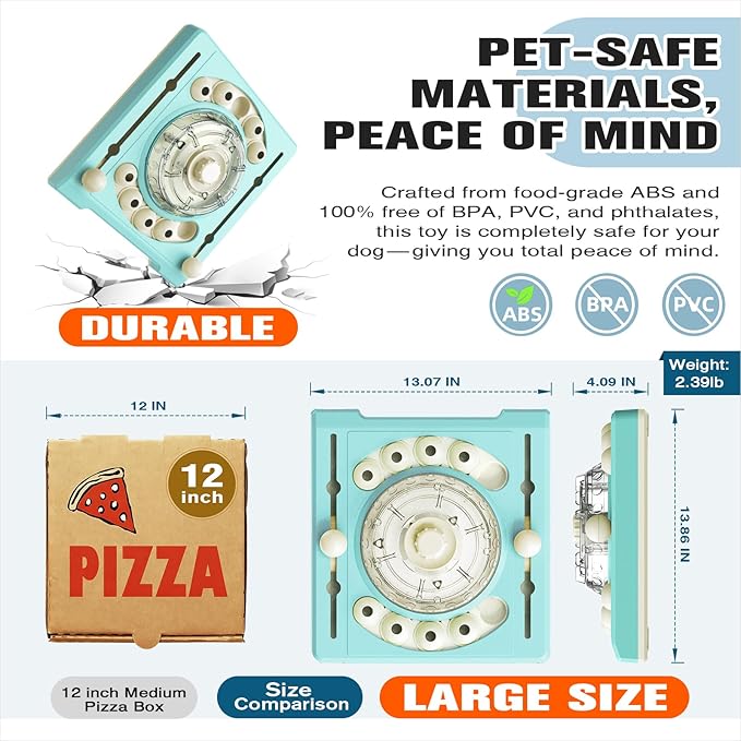 KADTC Dog Puzzle Toy, XL Size, 2 Levels of Step-by-Step Challenge, Spin to Release Treat Dispenser, Slow Feeder & Mental Stimulation Enrichment Toy for Small Medium Large Dogs
