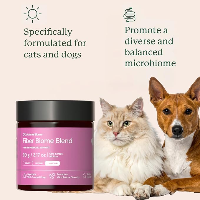 Animal Biome Fiber Blend for Dogs & Cats, Prebiotic Fiber Supplement, 90g