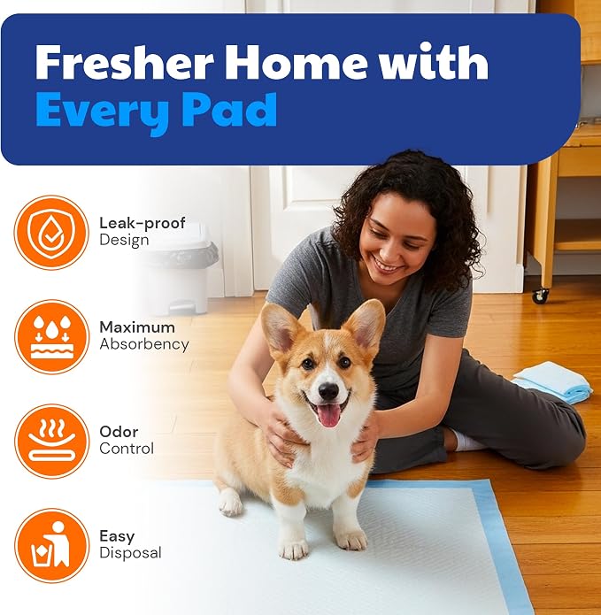 American Kennel Club Scented Puppy Training Pads with Ultra Absorbent Quick Dry Gel – 28 x 30 Pee Pads for Dogs - Fresh Scented - 50 Count, XL