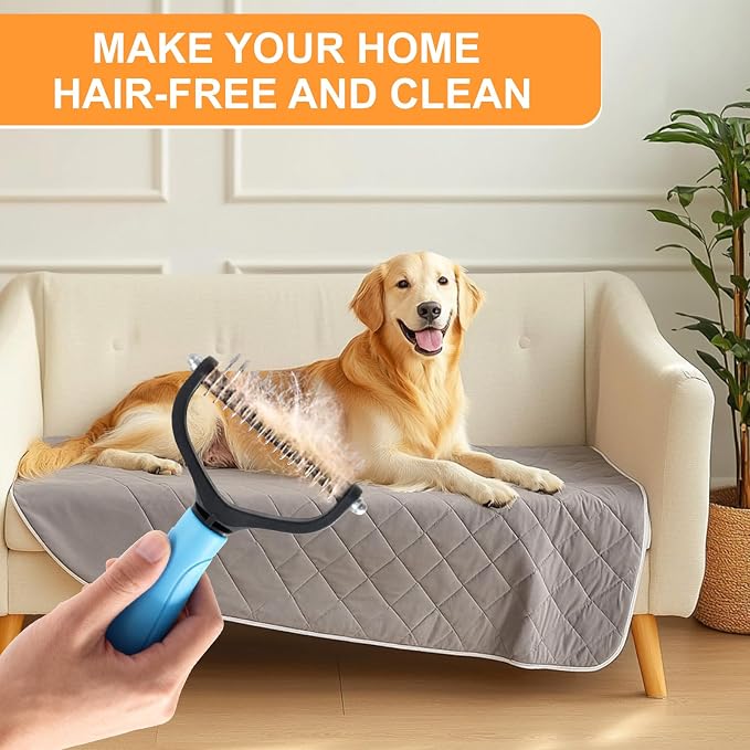 Cat & Dog Grooming Gloves for Shedding Brushes 1 Pair and Pet Grooming Rake, 1-Pack
