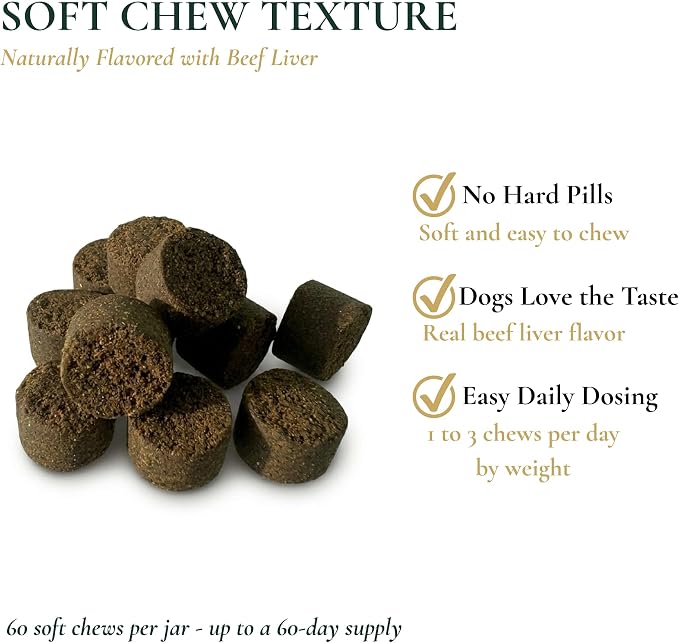 Dog Allergy Chews - 75mg Quercetin, Probiotics - 60 Soft Chews