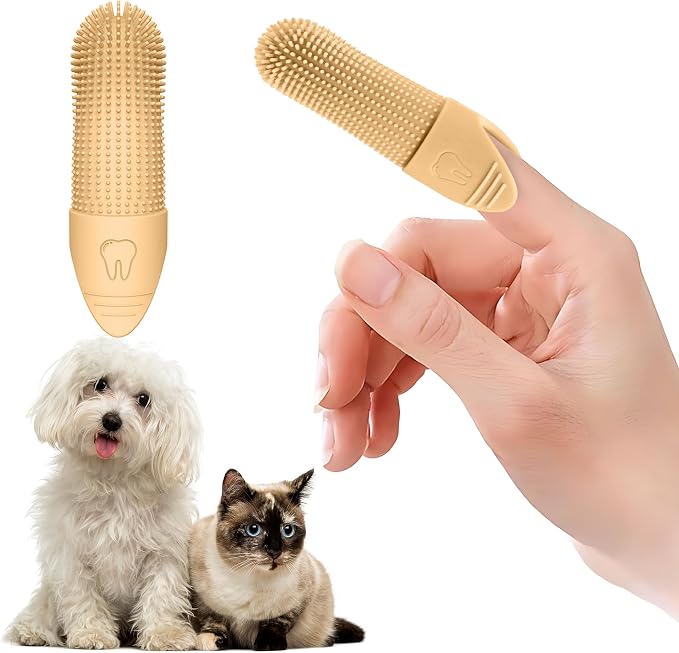 Jack & Milo Soft Silicone Finger Toothbrush for Dogs – Gentle & Effective Oral Care for Small Dogs, Puppies & Cats – Long-Lasting & Easy to Use – Orange – Ideal for Baby Pets