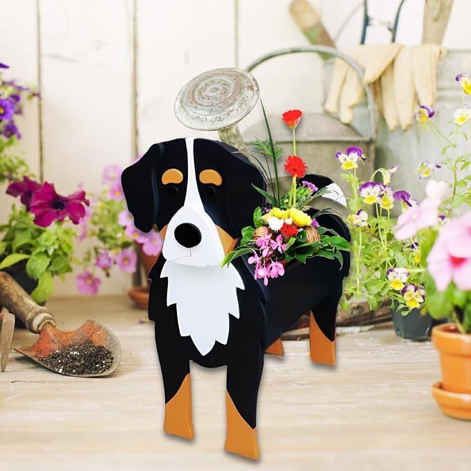 Bernese Mountain Dog Planter Pots, Animal Shaped Flower Pot