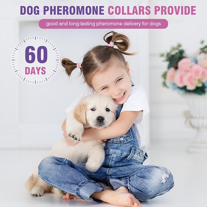Calming Collar for Dogs 4 Packs Dog Pheromone Calm Collars Relief Anxiety Stress Separation, 25 Inches, Grey