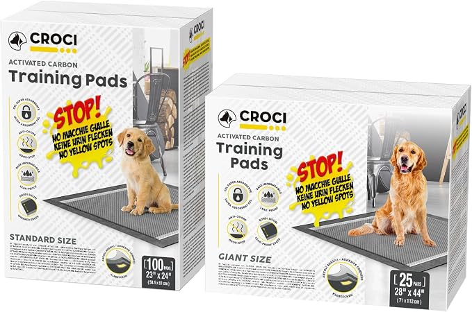 CROCI Charcoal Puppy Pads 23x24in 100 Counts, 28x44in 25 Counts