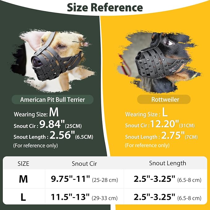 Pitbull Dog Muzzle for Large Medium Dogs Prevent Biting Scavenging | Fits Rottweiler Amstaff Broad-nosed Breed, Sturdy Breathable Basket, Training Walking Use, Allows to Drink | Green, L