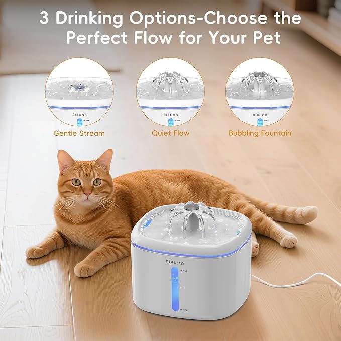 Cat Water Fountain,84oz/2.5L Pet Cat Fountain – Ultra Quiet Upgraded Automatic Pet Water Dispenser with 3 Replaceable Filters, Indoor Cat & Dog Drinking Bowl