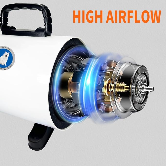 Dog Dryer,High Velocity Professional Dog Grooming Dryer | Adjustable Temperature and Speed with 4 Different Nozzles