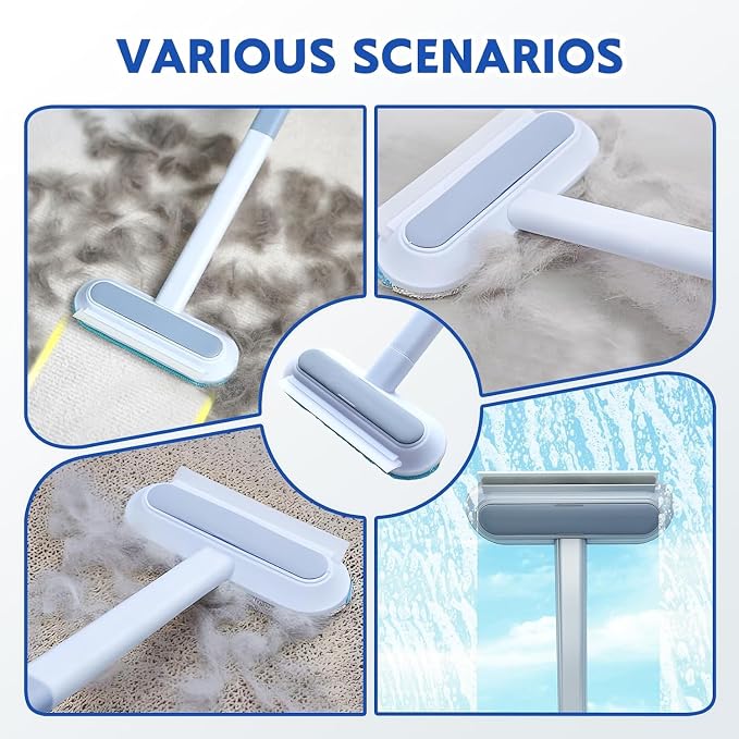 Jiexily 4 in 1 Cat and Dog Hair Removal Brush, 2025 New Multifunctional Pet Hair Remover with Extendable Long Handle, Washable Pet Hair Removal Tool for Furniture, Couch, Carpet, Clothes (2 Pcs)