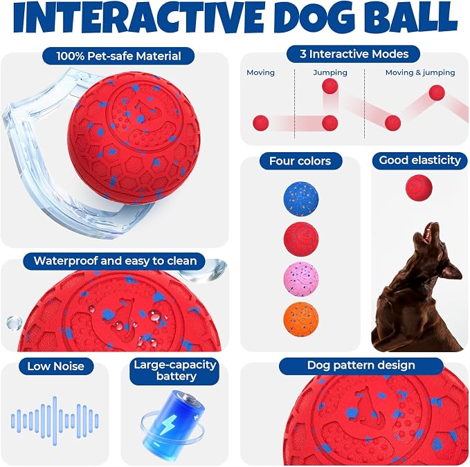 Dog Balls: Interactive Dog Ball Auto Rolling - Interactive Dog Toys for Aggressive Chewers - Bouncy & Throwable,