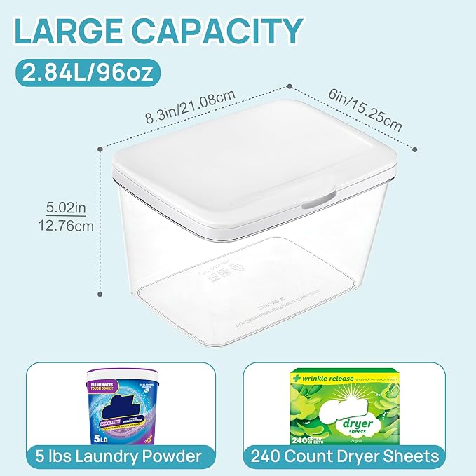 Vtopmart 4 Pack Laundry Pods & Detergent Container, Dryer Sheet Holder