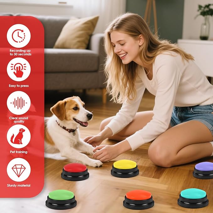 lazycozy Dog Buttons for Communication, Pack of 6