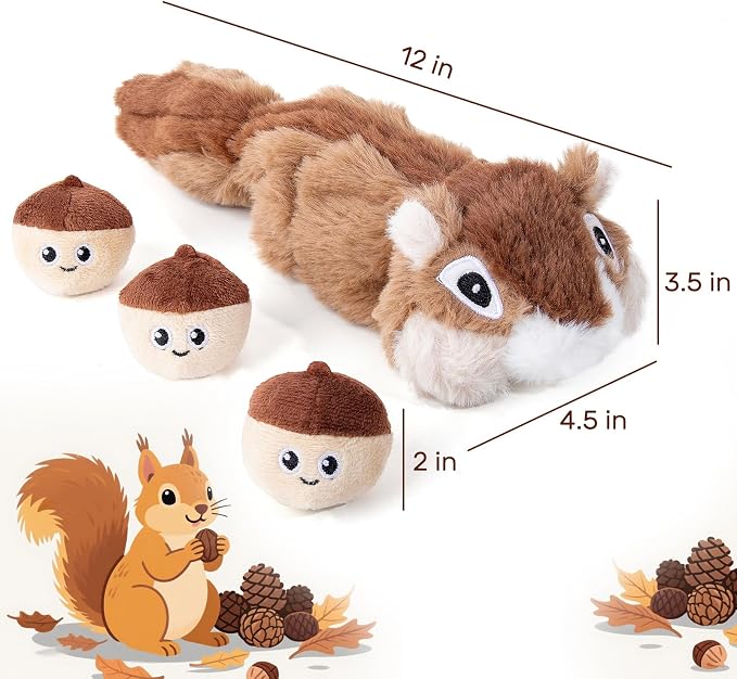 Hollypet Squeaky Hide and Seek Dog Toys for Small and Medium, Pine Cone | Interactive Plush Stuffed Dog Squeak Toys for Small Medium Sized Dogs and Non-Aggressive Chewers, Puppy Teeth Clean Chew Toys