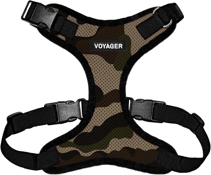 Voyager Step-in Lock Dog Harness - Army/Black Trim, Small | 15 - 18" in Chest, Adjustable, Breathable Air Mesh, Lightweight for Daily Walks, Strong Clips, Heavy Duty D-Ring