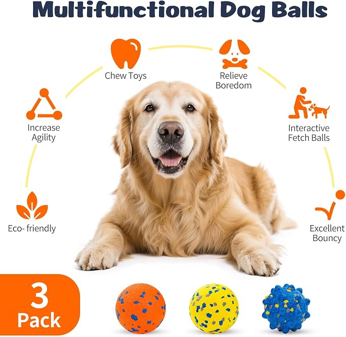HIPPIH Dog Tennis Balls, ETPU, Floating, 3in, 3-Pack