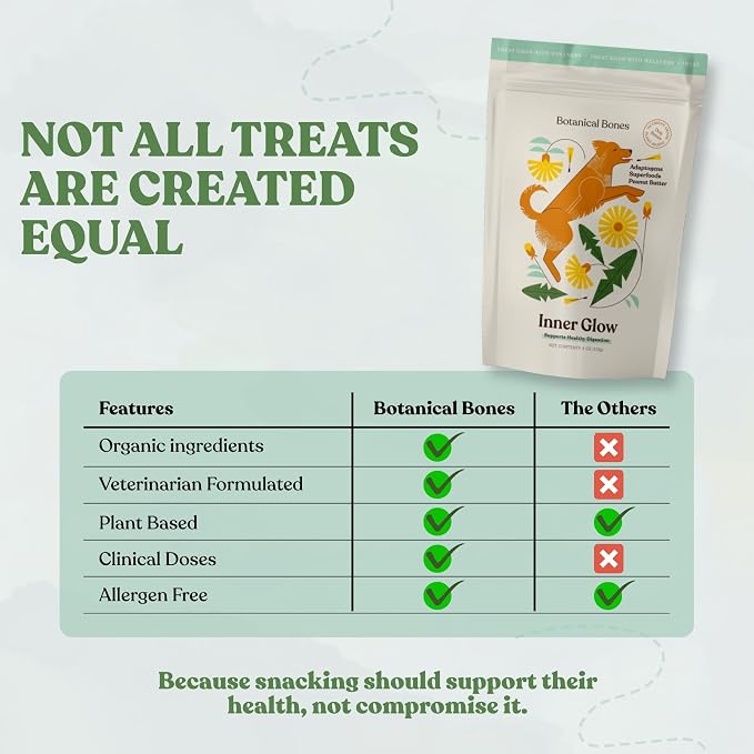 Inner Glow Digestive Dog Treats - Gut Health Support with Prebiotics, Dandelion & Chaga - Vet Formulated for Diarrhea Relief & Immune Support - Organic, Vegan, 2-Pack