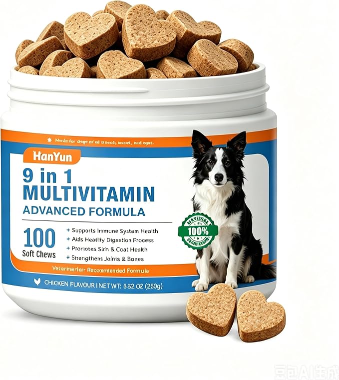 9-in-1 Dog Multivitamins Chewable,100 Count Dog Vitamins and Supplements Hip & Joint, Pet Immune Support, Skin & Coat, Gut & Heart Health - Senior & Puppy Multivitamin Pet Supplement
