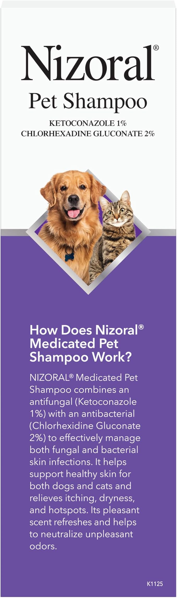 Nizoral Ketoconazole Pet Shampoo, 16 Oz, Chlorhexidine, Dogs & Cats | 1% Ketoconazole and 2% Chlorhexidine Gluconate treatment, antifungal, antimicrobial support for skin health and odor control