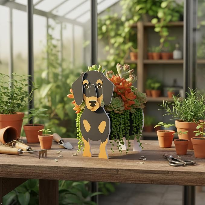 Dachshund Dog Planter Pots, Animal Shaped Plant Pot