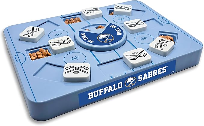 Pets First NHL Buffalo Sabres Large Puzzle Toy, New Size, Interactive Dog Treat & Slow Feeding Toy