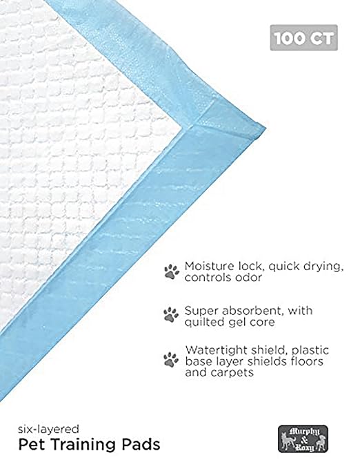 Murphy & Roxy Unscented Pet Training Pads 30 Pack XL - Super-Absorbent with Quilted Gel Core and Odor Control Technology 26 X 30 Inches (Extra Large)