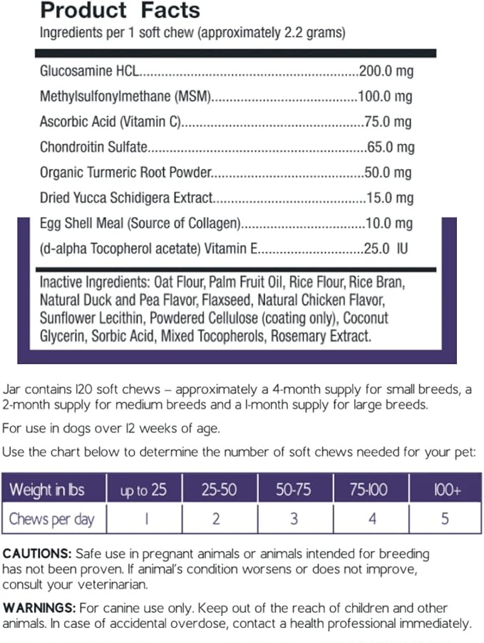 Ketona Daily Mobility Chews for Dogs, Natural Duck Flavor, Healthy Supplements to Lubricate Joints and Promote Healthy Mobility, Natural and Organic Ingredients – 120 Count