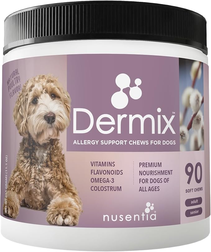 Dermix : Allergy & Immune Chews for Dogs (90 CT) + Fish Oil for Itch Relief, Skin and Coat Health