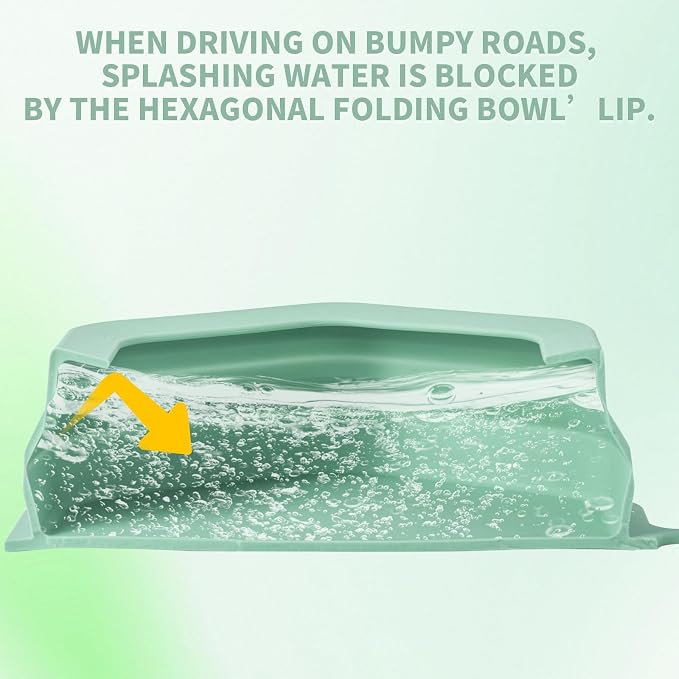 No Splash Dog Travel Bowl for Cars, Morandi Green