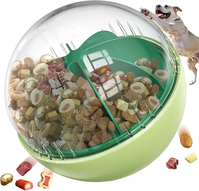 KADTC XL Rolling Dog Treat Dispenser Toys Wobble Giggle Ball, Slow Feeder | Clear-View Shell | Visible Treats | Flow Control | 2-Cup Capacity | Tough Build | Burns Energy, Engages Minds, Beats Boredom