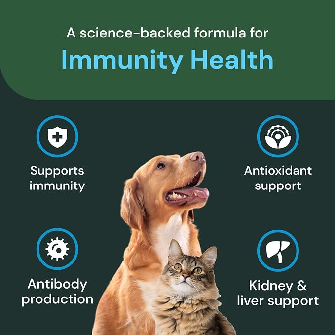 VetriScience Immunity Health, Chicken Flavor, 50 Chews | Immune System Support for Dogs & Cats with Veterinary Strength DMG, Liver Aid, Antioxidant Support for Pets