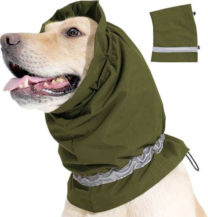 Dog Ear Cover Adjustable Ear Protection Quiet Ears for Dogs Neck Wrap Green M