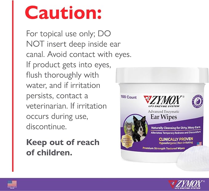 Zymox Advanced Enzymatic Ear Wipes, 100 ct