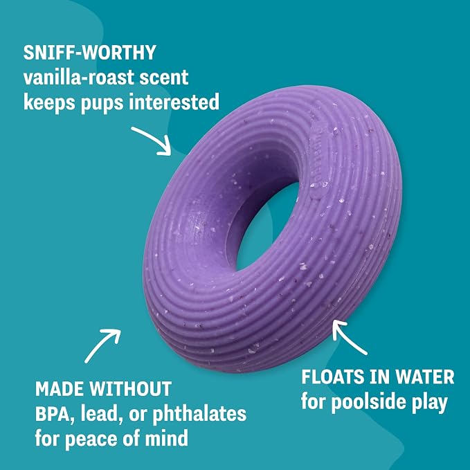 Flex-Force Ring Dog Toy for Fetch & Chew, Solid Core & Floats in Water, Vanilla-Roast Scent for Sensory Play, Power Chewers, All Breed Sizes, 4.6"