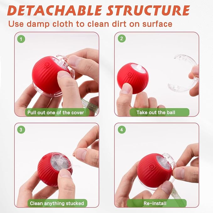 2 Packs Speed 2.0 Tail Interactive Cat Toys for Indoor Cats, Moving Cat Toy | Chirping & Motion Activate Cat Toy, Smart Kitten Toys Rolling Ball Moving Ball, Electric Dog Cat Ball for Enrichment Exercise