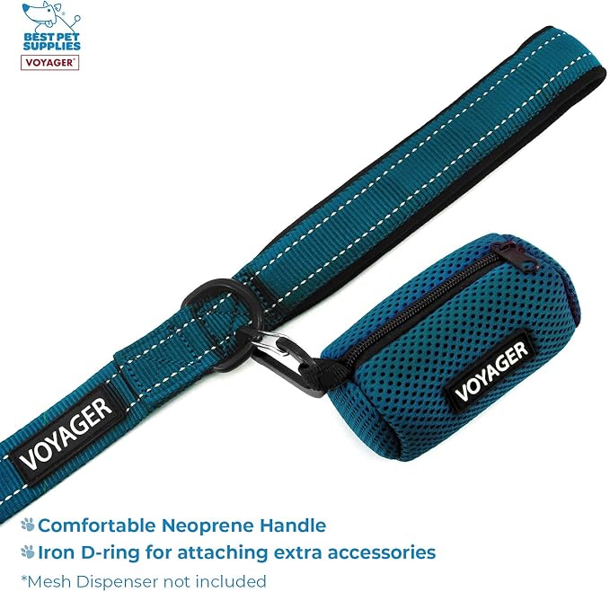 Voyager Step-in Air All Weather Mesh Harness and Reflective Dog 5 ft Leash Combo with Neoprene Handle, for Small, Medium and Large Breed Puppies by Best Pet Supplies - Blue, Large