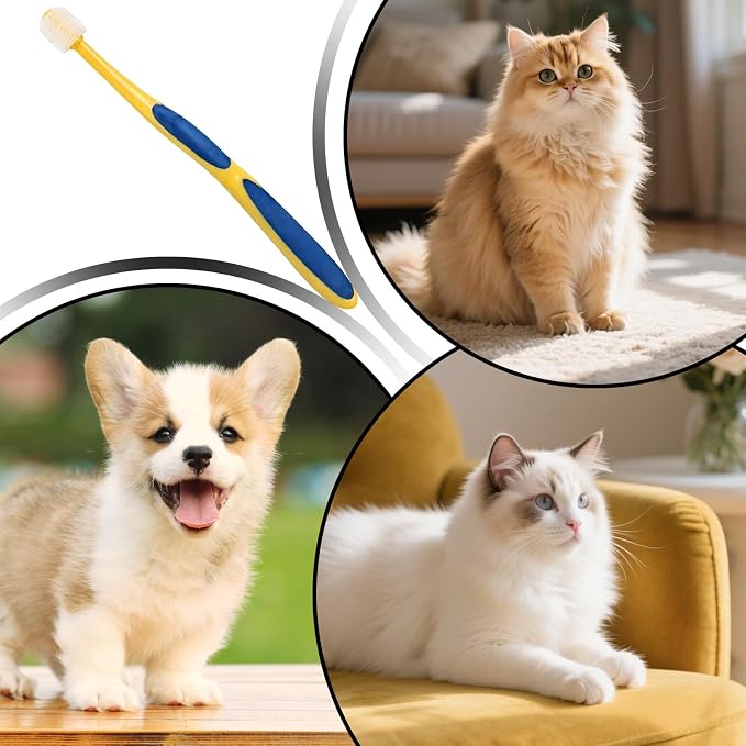 Toothbrush for Dogs | Dog Toothbrush - Teeth Grooming Tool for Hygiene Health Bad Breath Puppy Kitten Senior Small Large Breed Pet