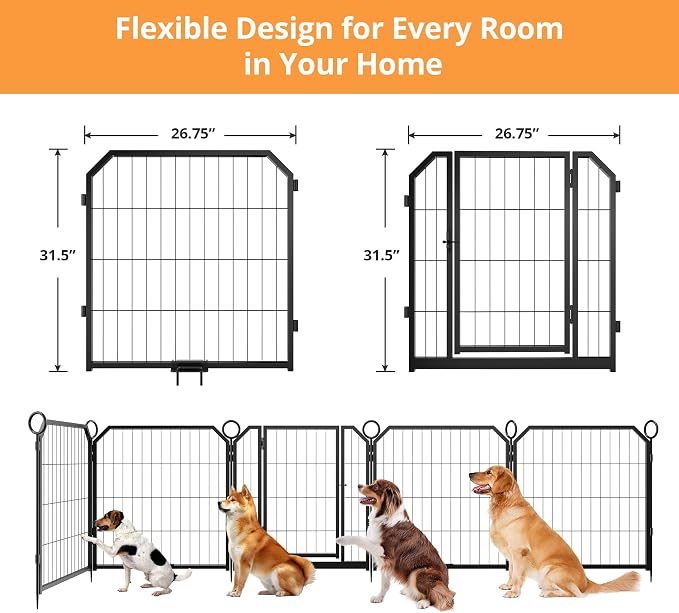 Dog Playpen with Door & Stakes, 32in 16 Panels
