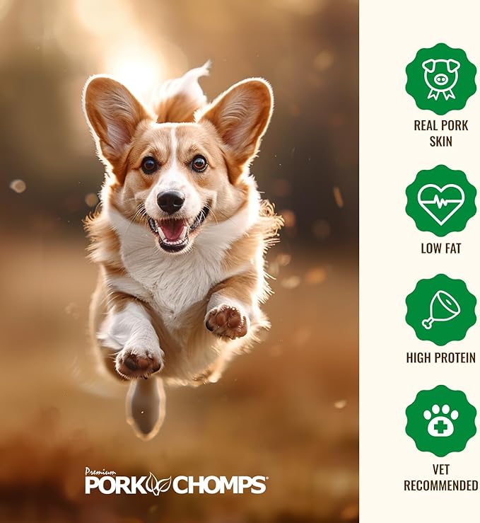 Pork Chomps Baked Pork Skin Dog Chews, 8-inch Rolls, Real Chicken Wrap, 2 Count (Pack of 3)