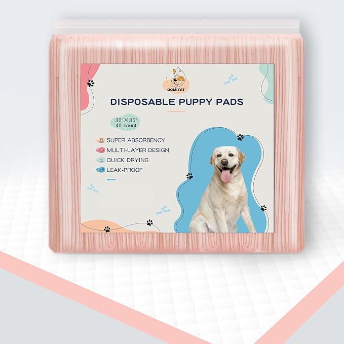 Dog Pee Pads Extra Large 30"×36" - 40 Count, XXL Pink Puppy Pads Unscented, Urine Underpads, Super Absorbent & Leak-Proof Potty Pads for Doggies