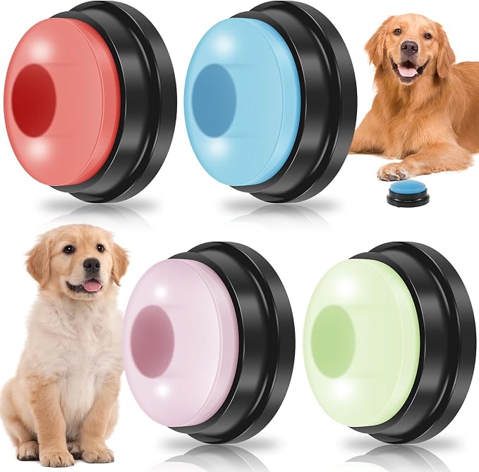 Dog Buttons for Communication Voice with Light, 4 Pcs